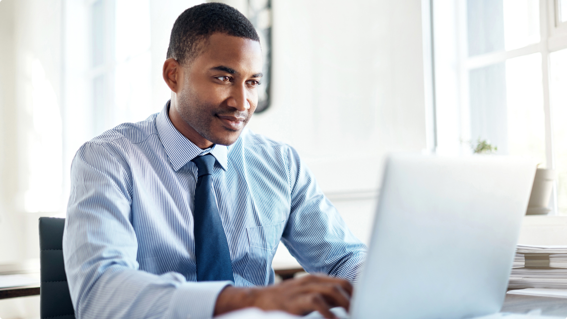 Man Using Laptop - HealthStream