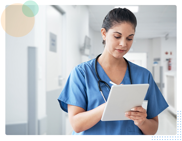 Healthcare worker with a tablet